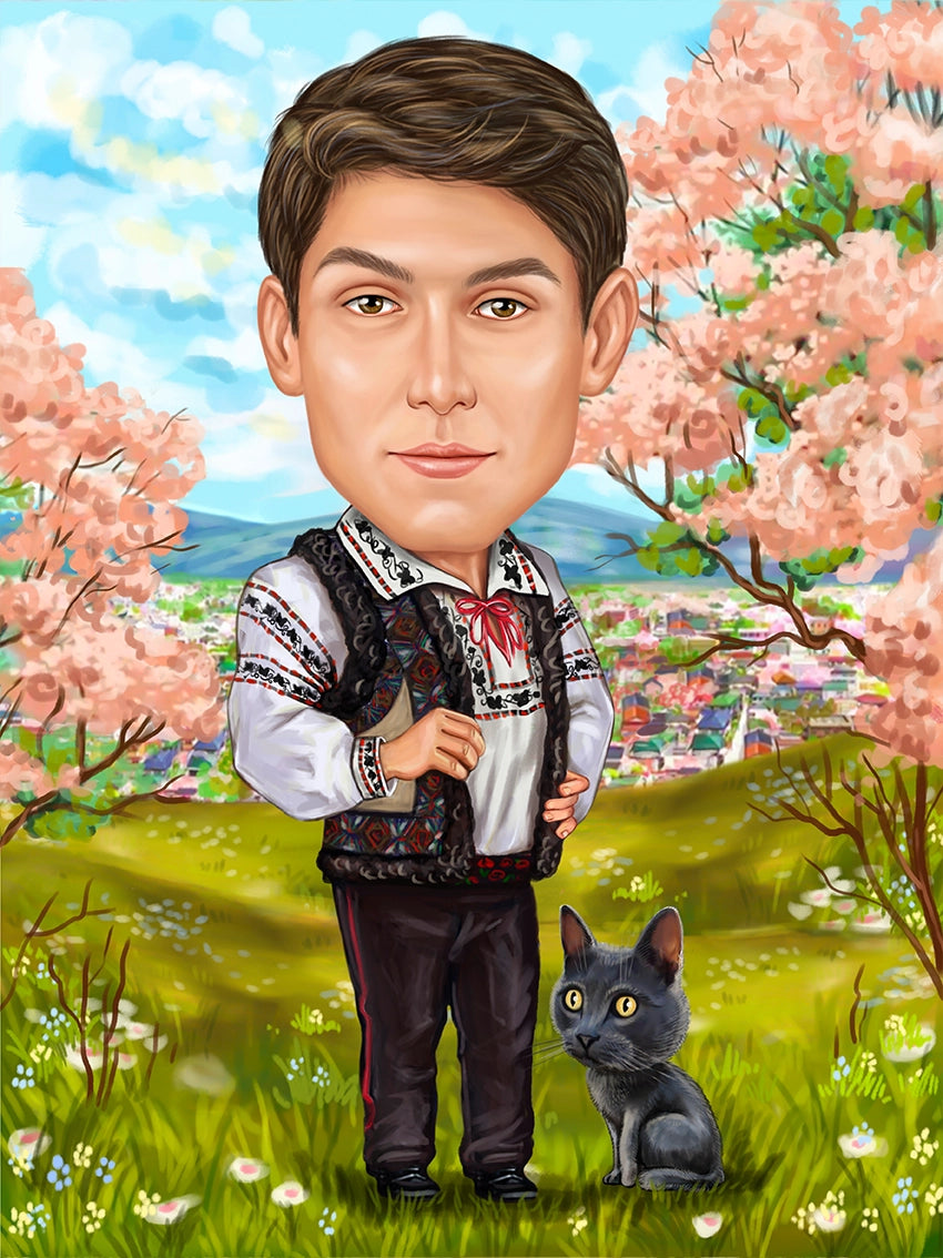 Caricatura barbat primavara