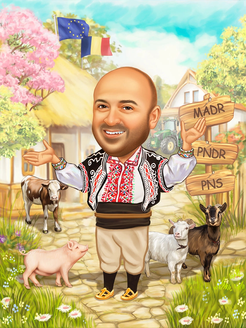 Caricatura barbat gospodar