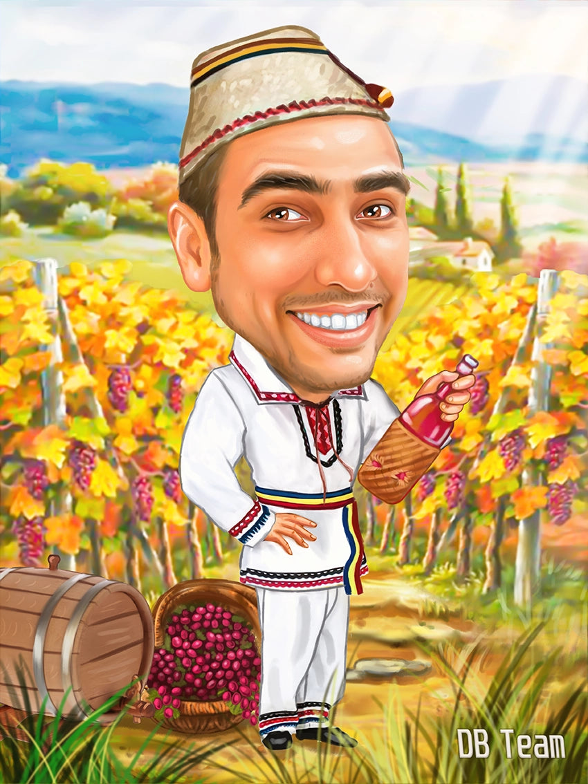 Caricatura barbat in vie