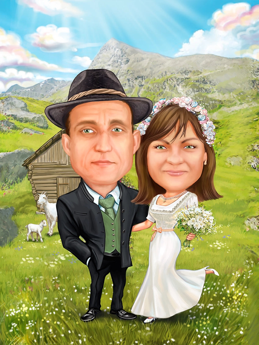 Caricatura nunta in munti