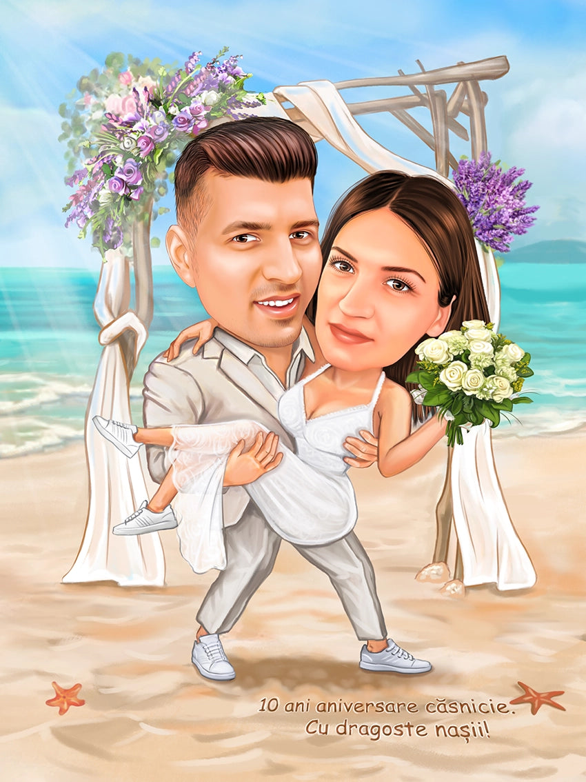 Caricatura nunta la mare