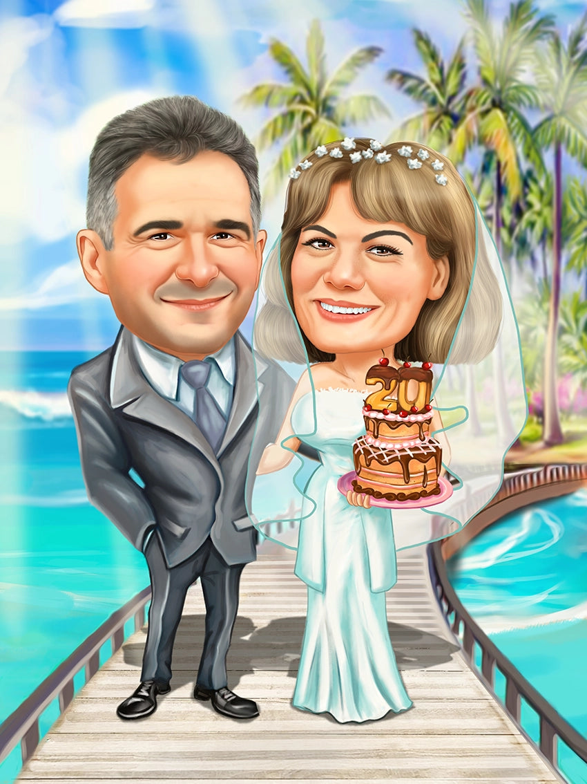 Caricatura nunta de portelan