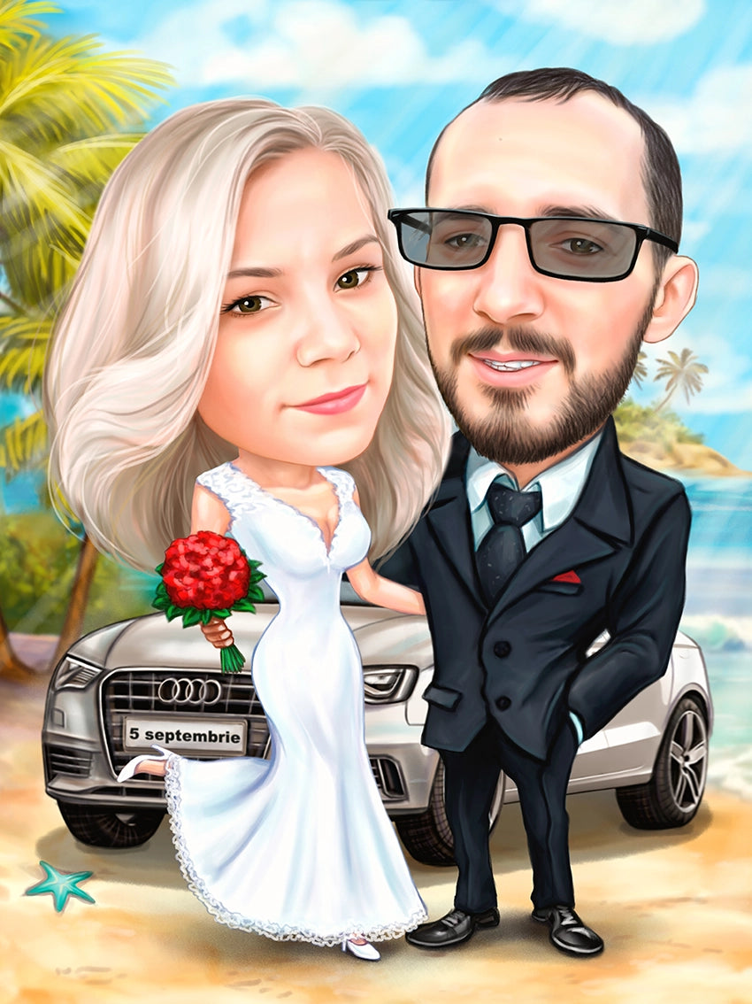 Caricatura nunta la mare