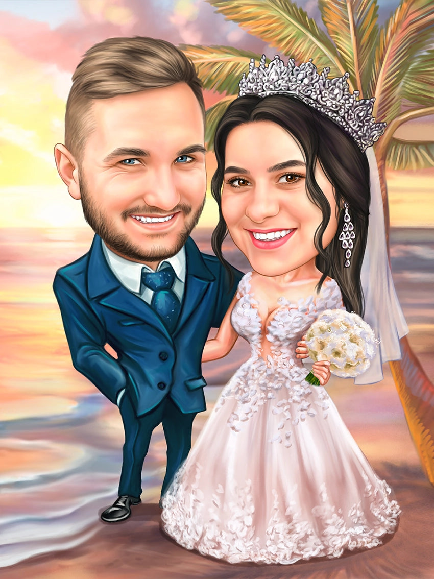 Caricatura nunta la mare