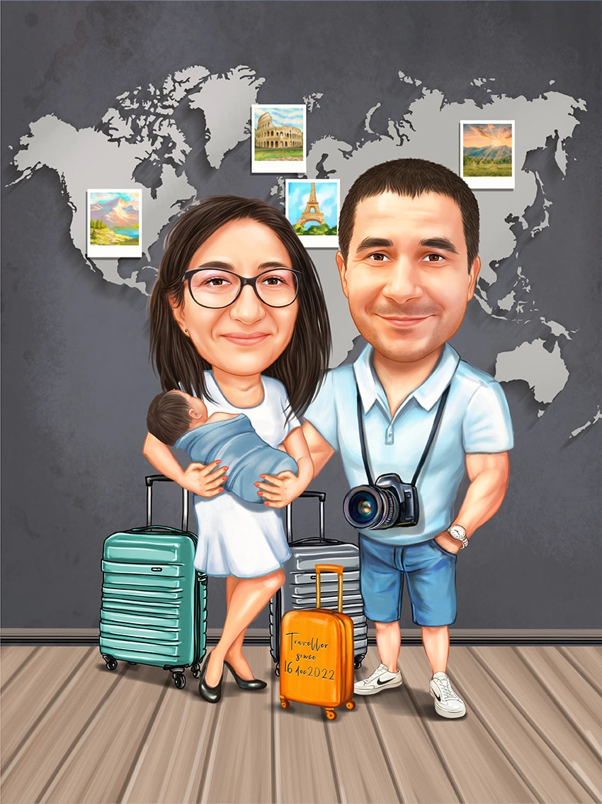 Caricatura calatorie nou-nascut