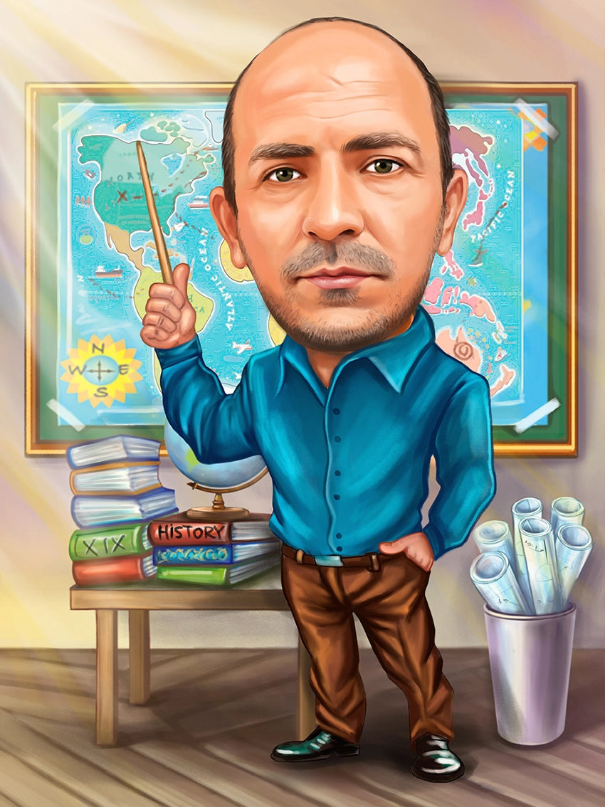Caricatura profesor geografie