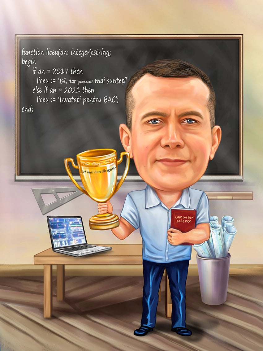 Caricatura profesor informatica