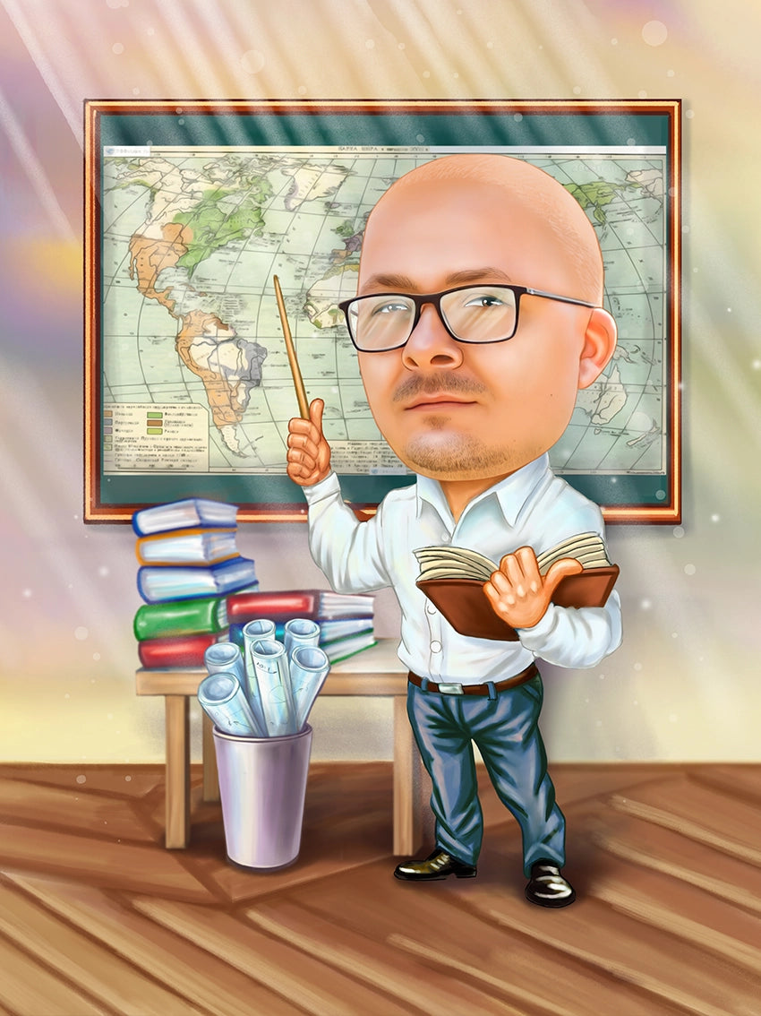Caricatura profesor geografie