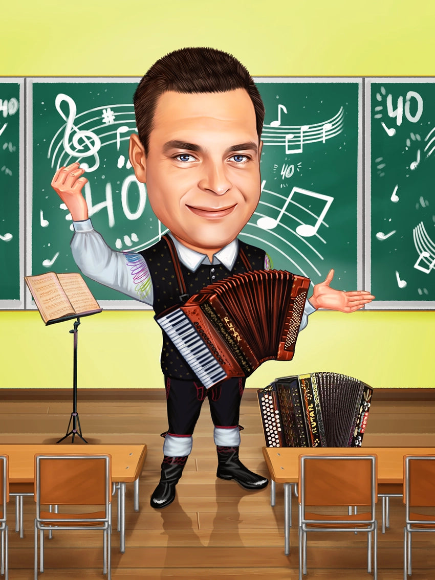 Caricatura profesor muzica