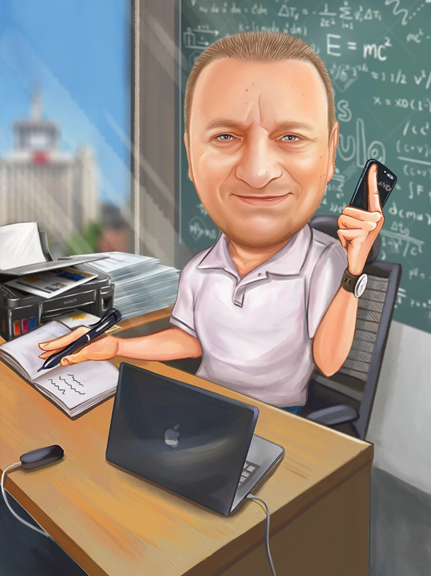 Caricatura profesor fizica
