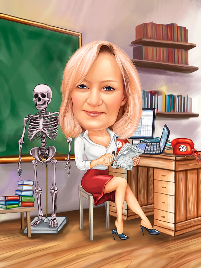 Caricatura profesoara biologie