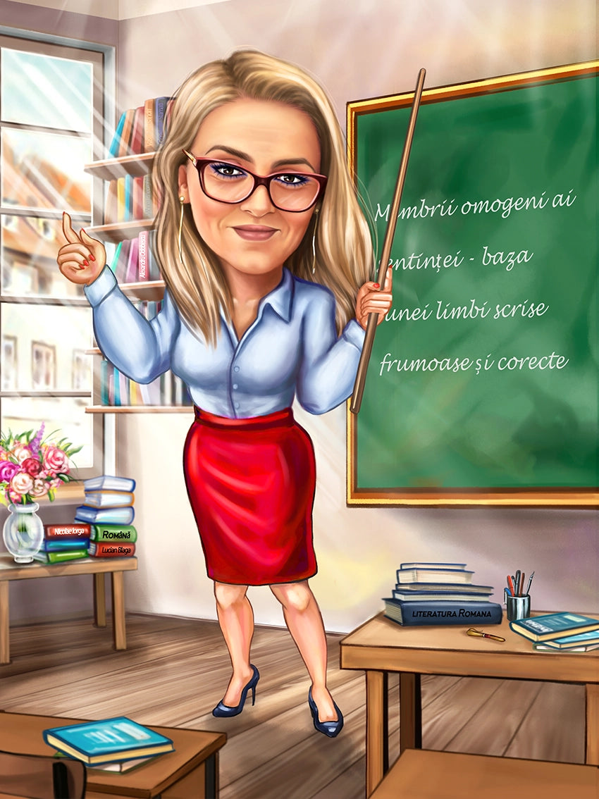 Caricatura profesoara romana