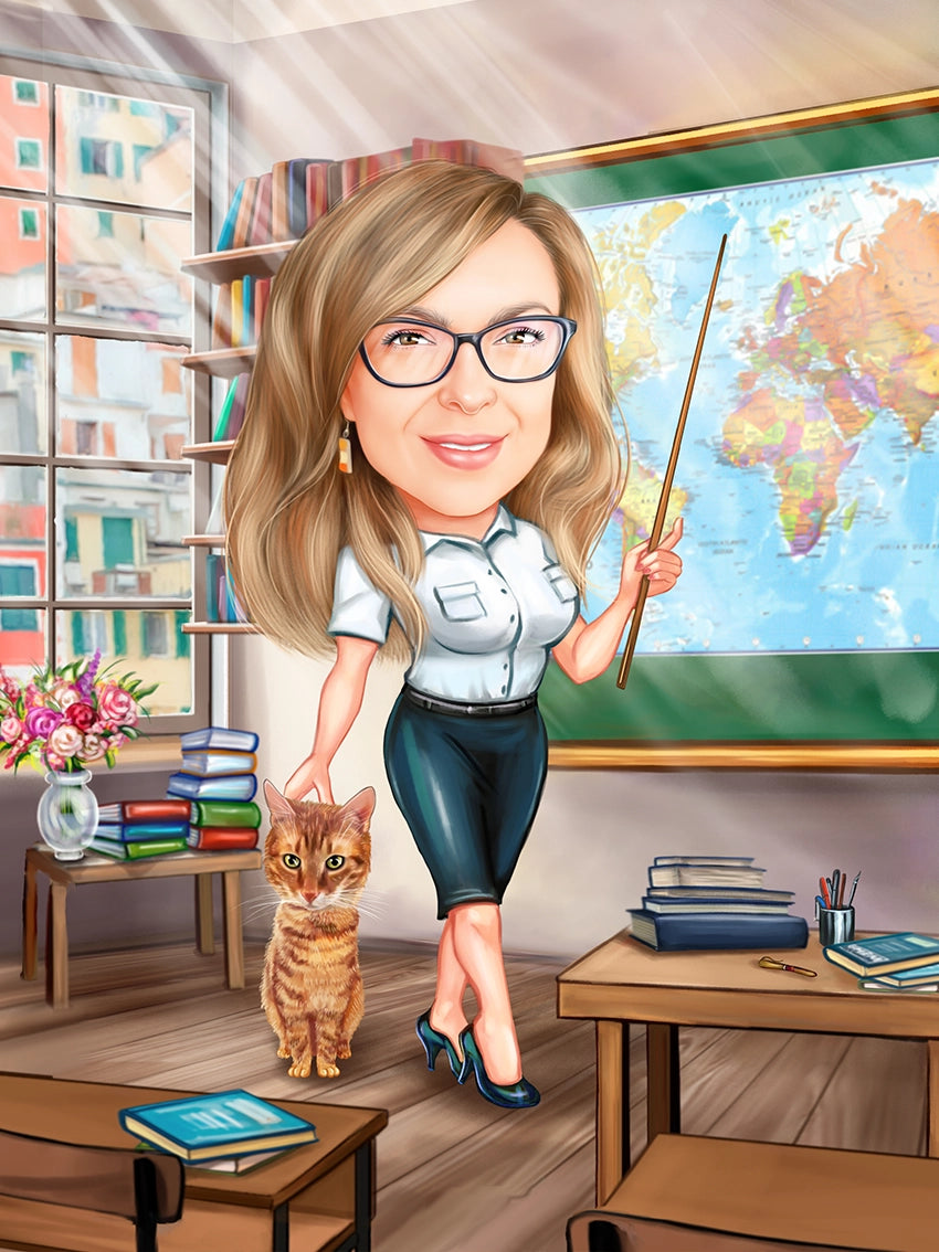 Caricatura profesoara geografie