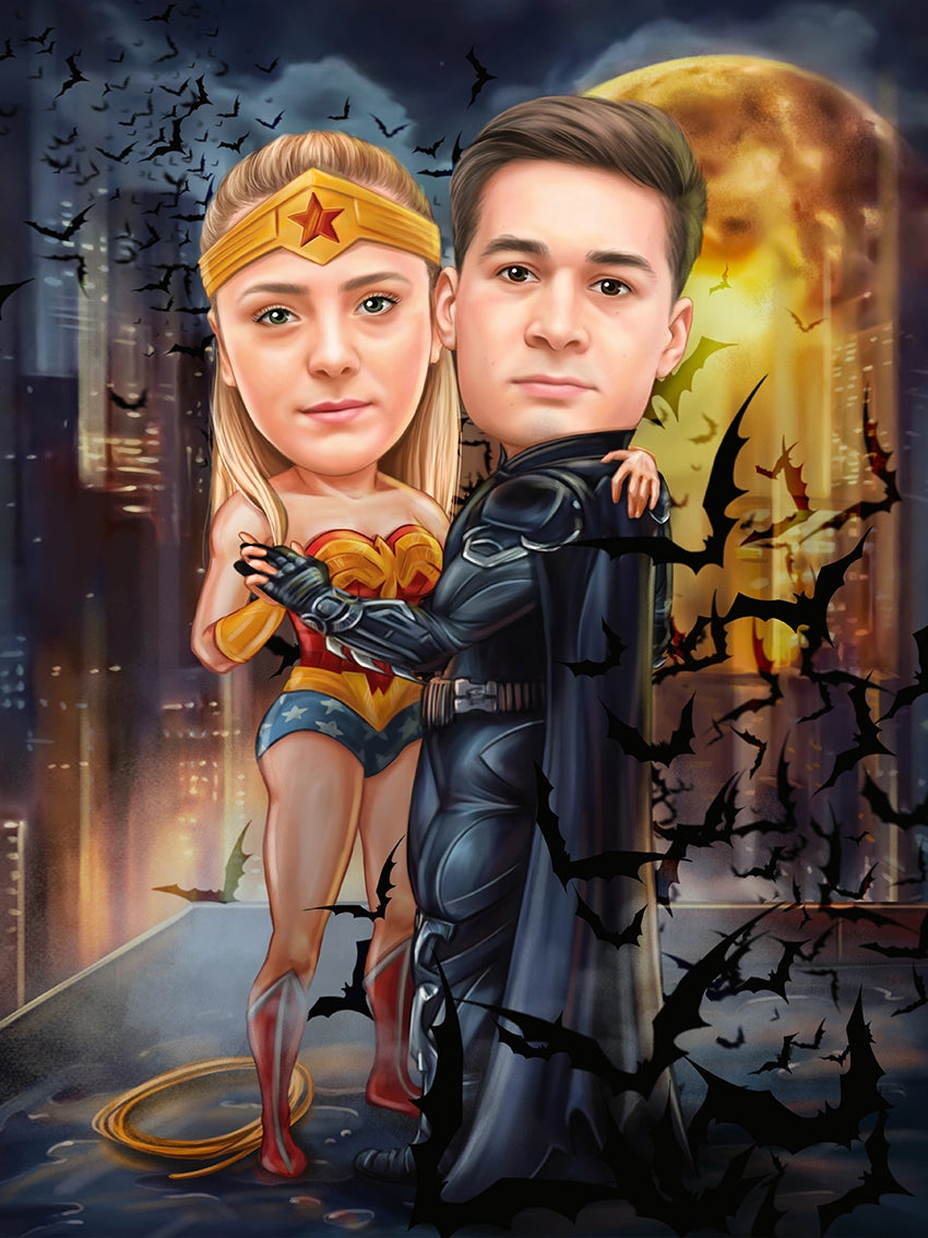 Caricatura Wonder Woman & Batman