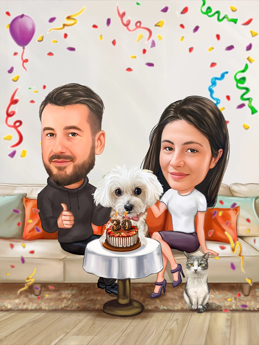 Caricatura cuplu fericit