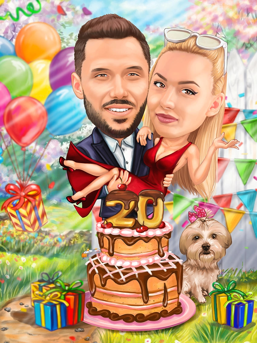 Caricatura tort la 20 ani