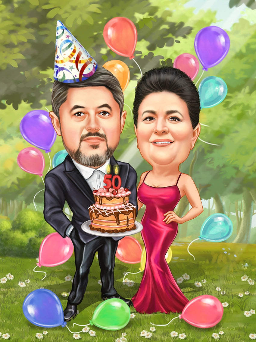 Caricatura cuplu la 50 ani