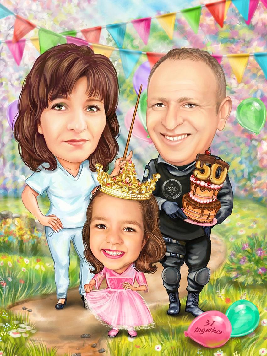 Caricatura 50 ani in familie