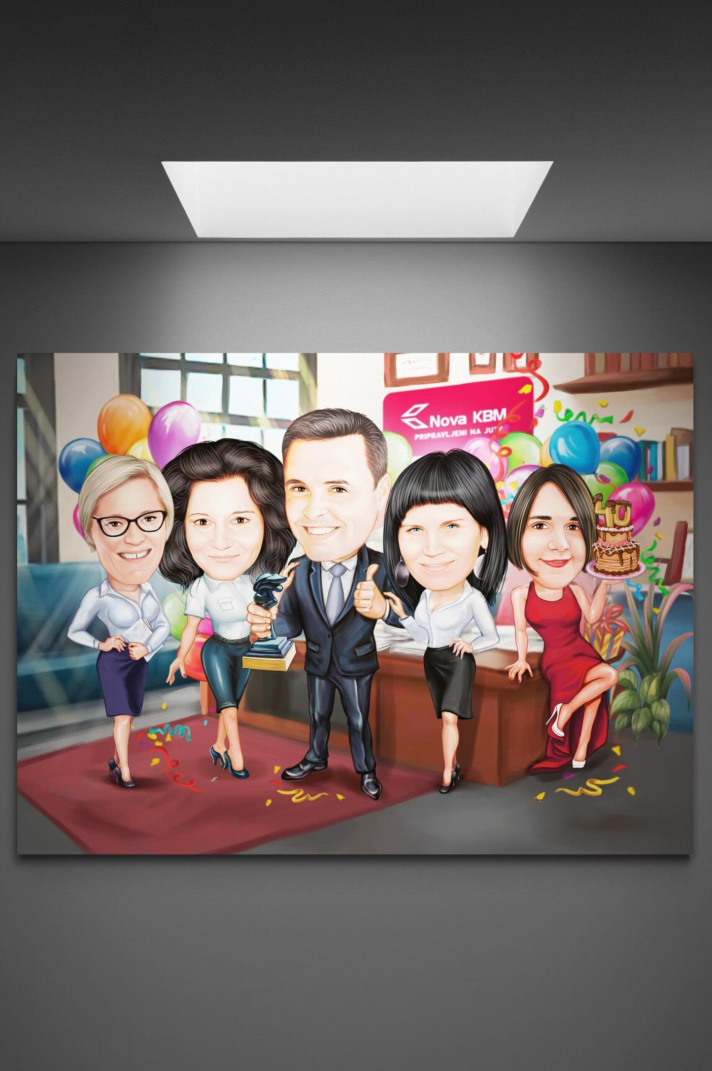 Caricatura aniversarea a 40 de ani in companie