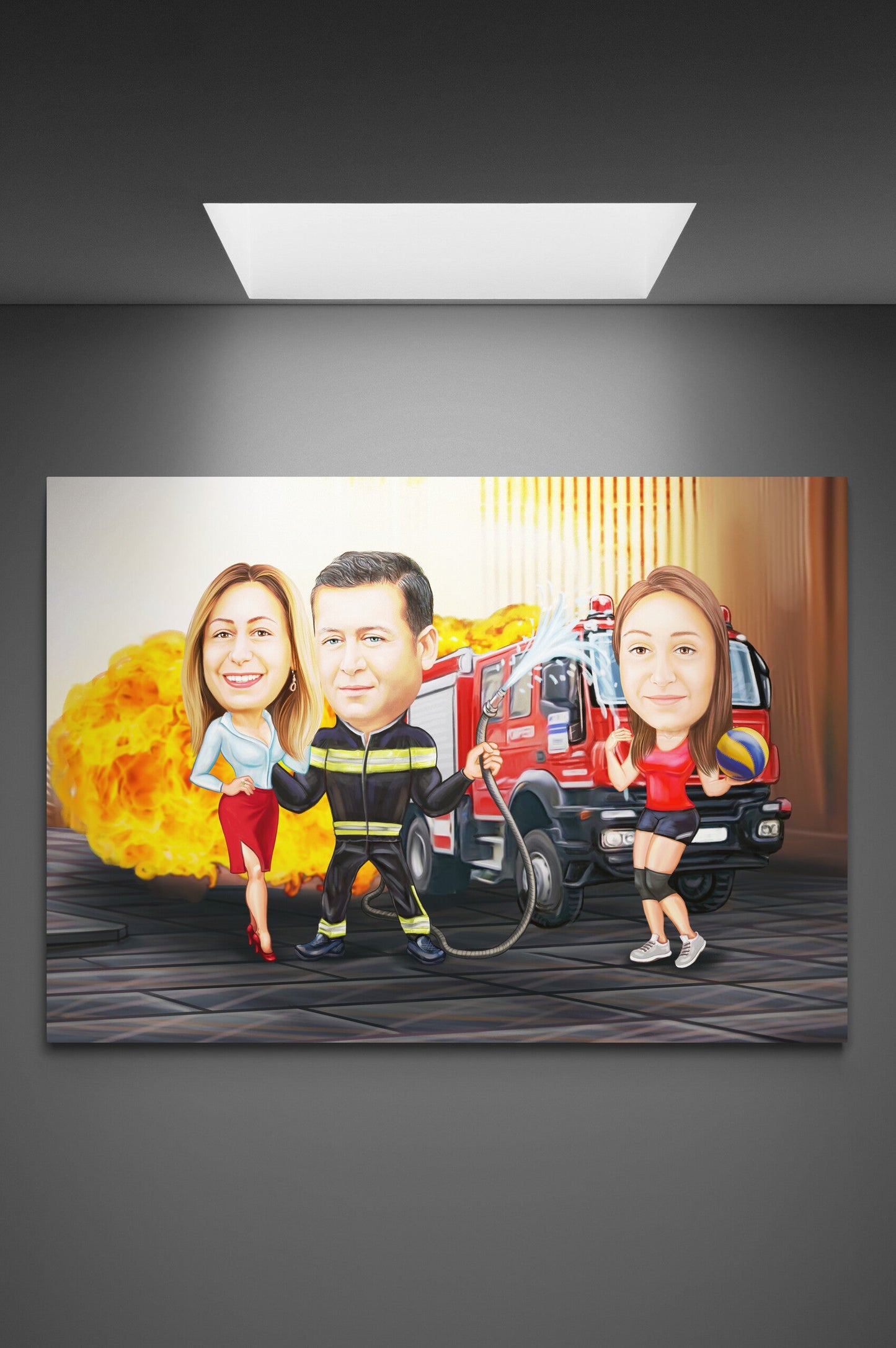 Caricatura de familie apa si foc