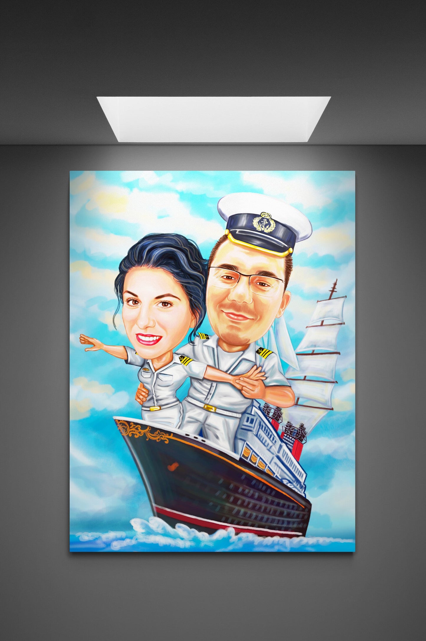 Caricatura cuplu pe Titanic