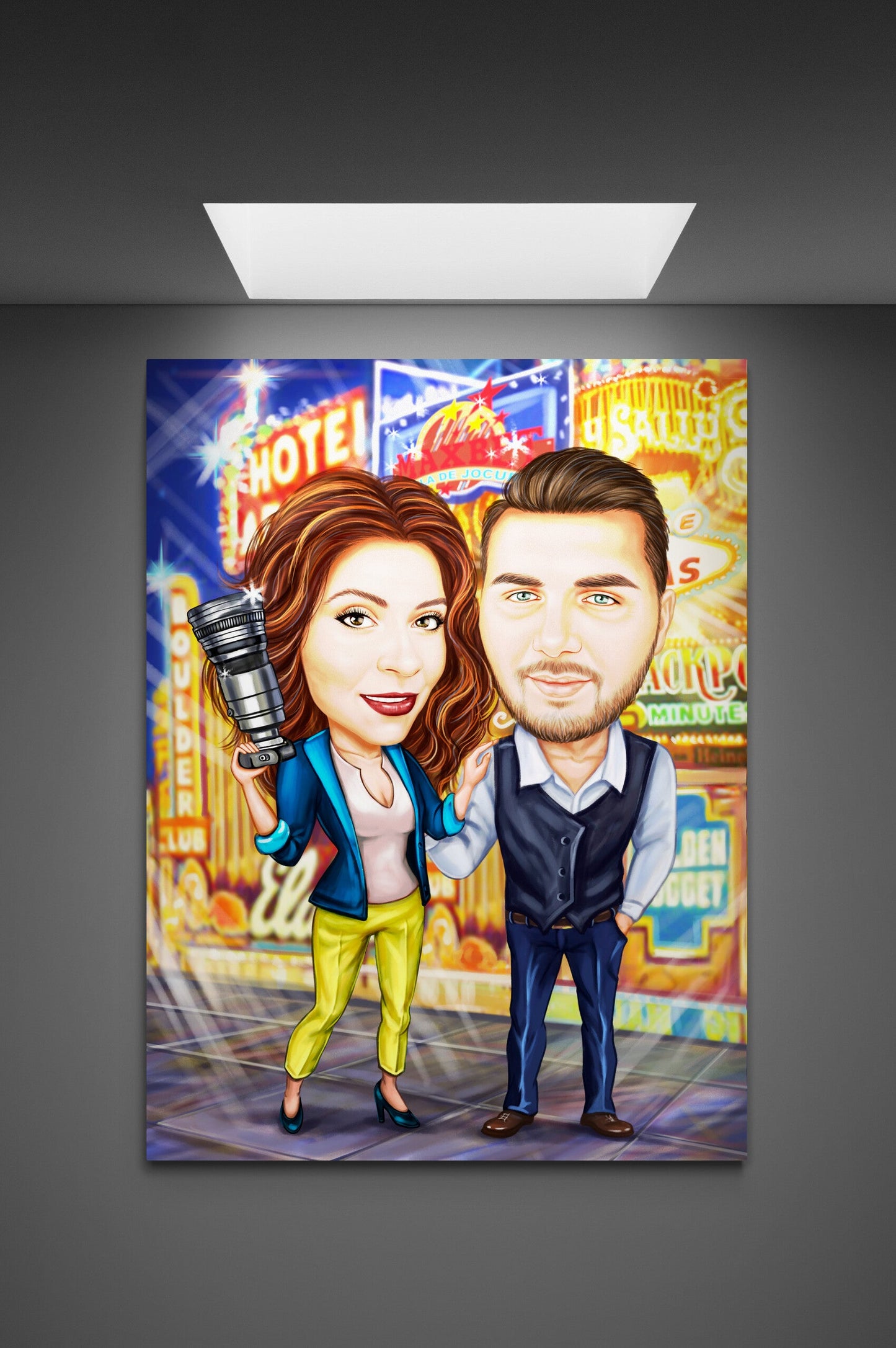 Caricatura de cuplu fotograf in Vegas