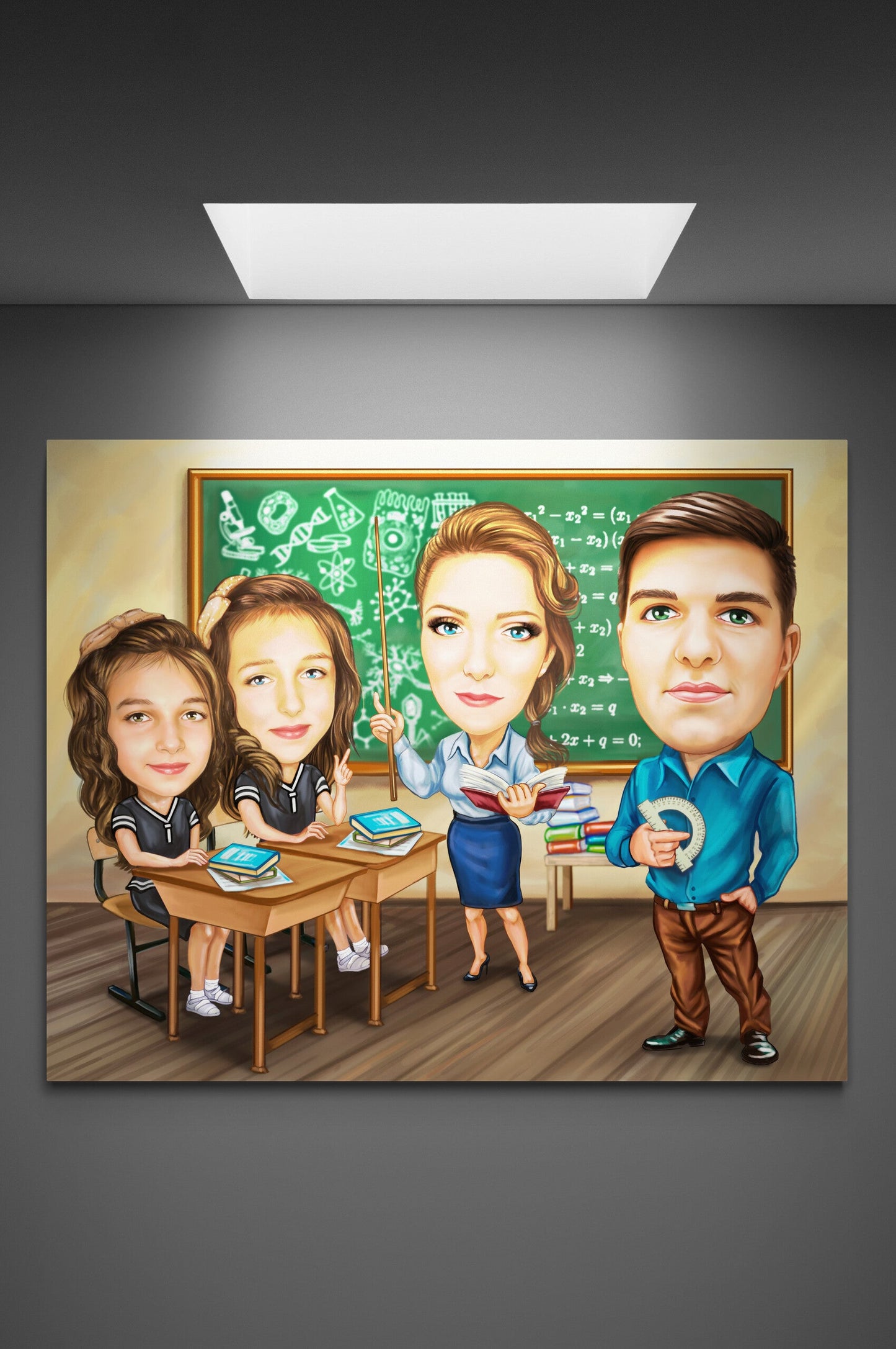 Caricatura familia la scoala