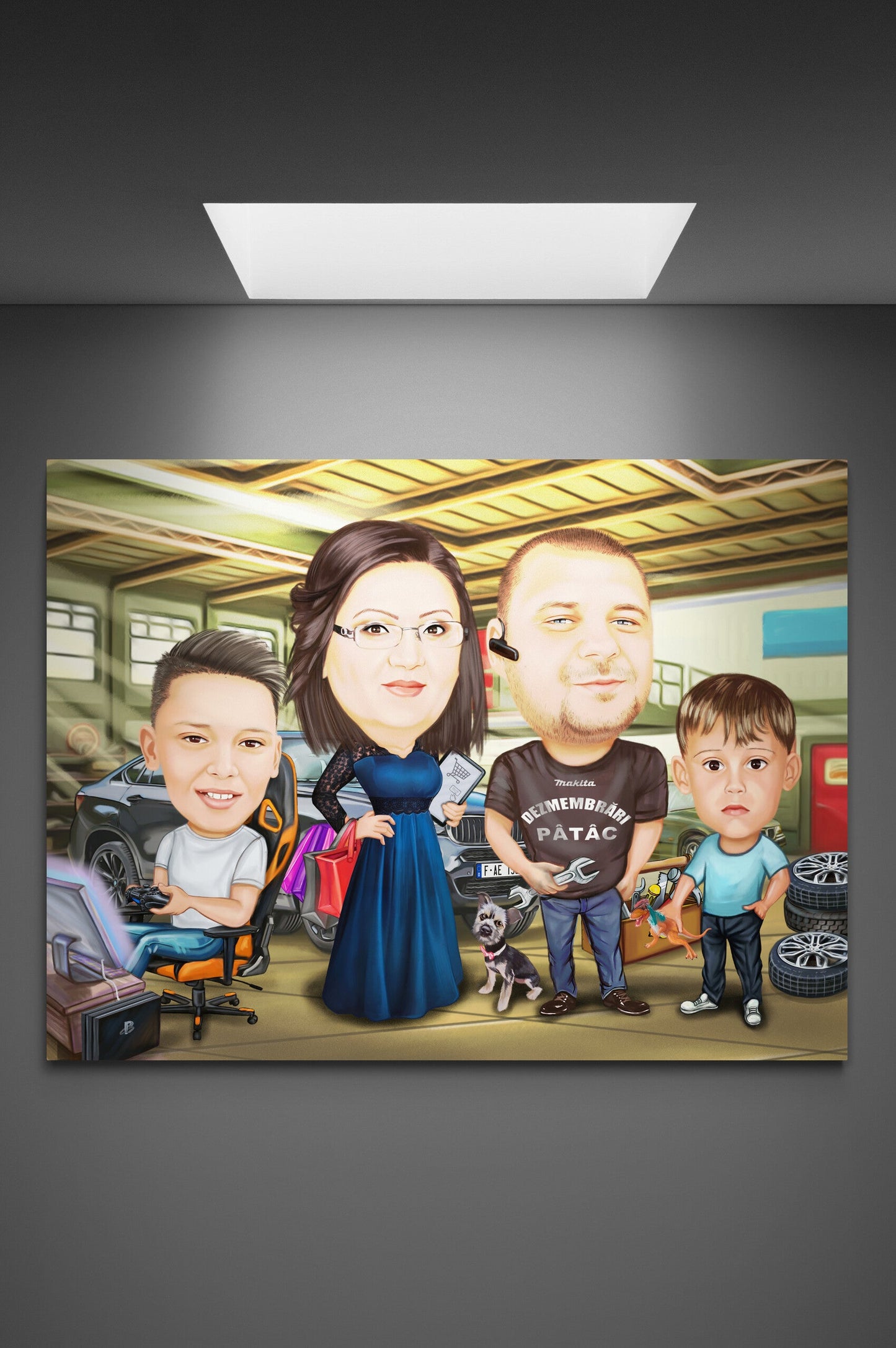 Caricatura familie de mecanici