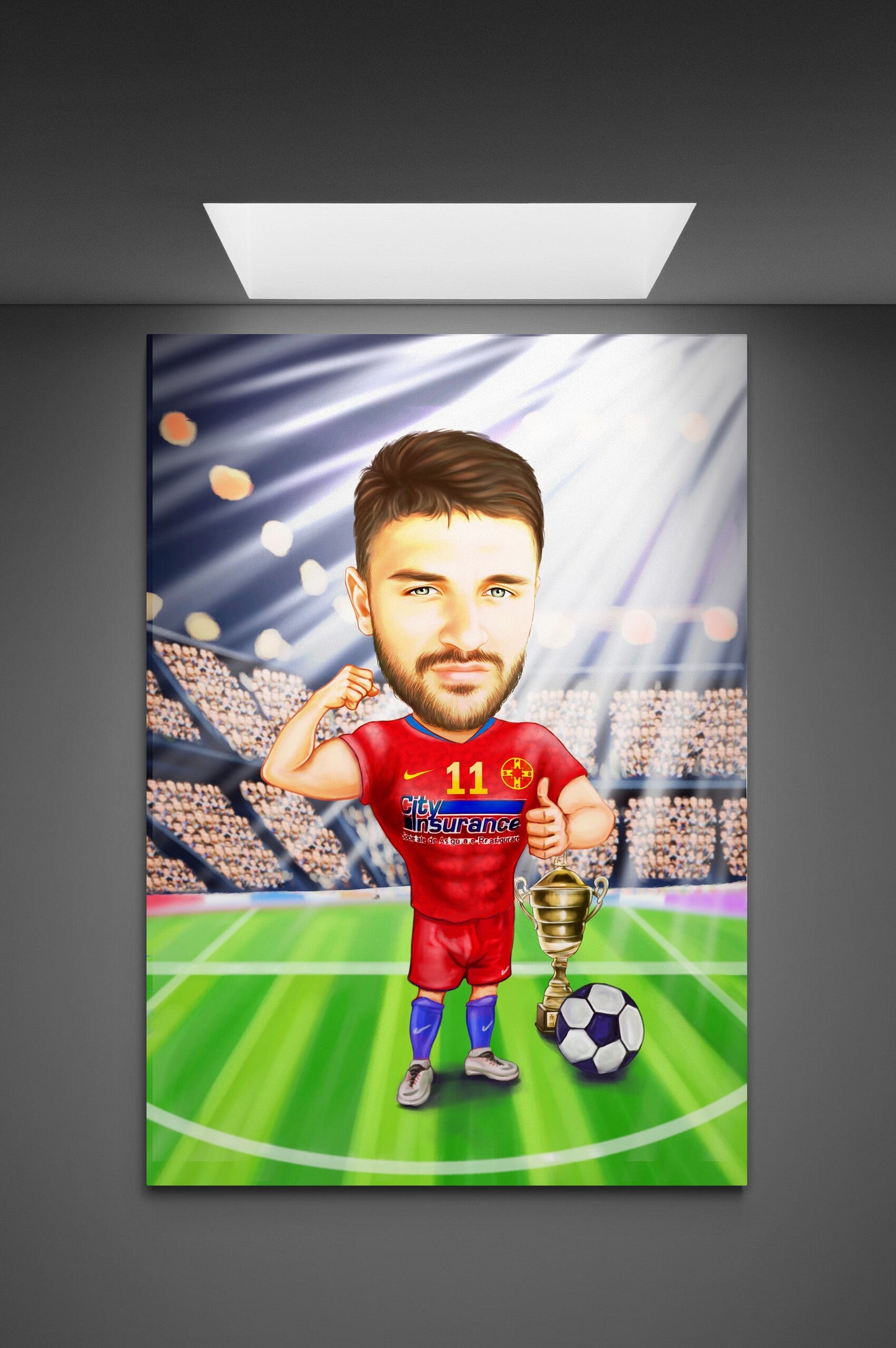 Caricatura fotbalist pe teren