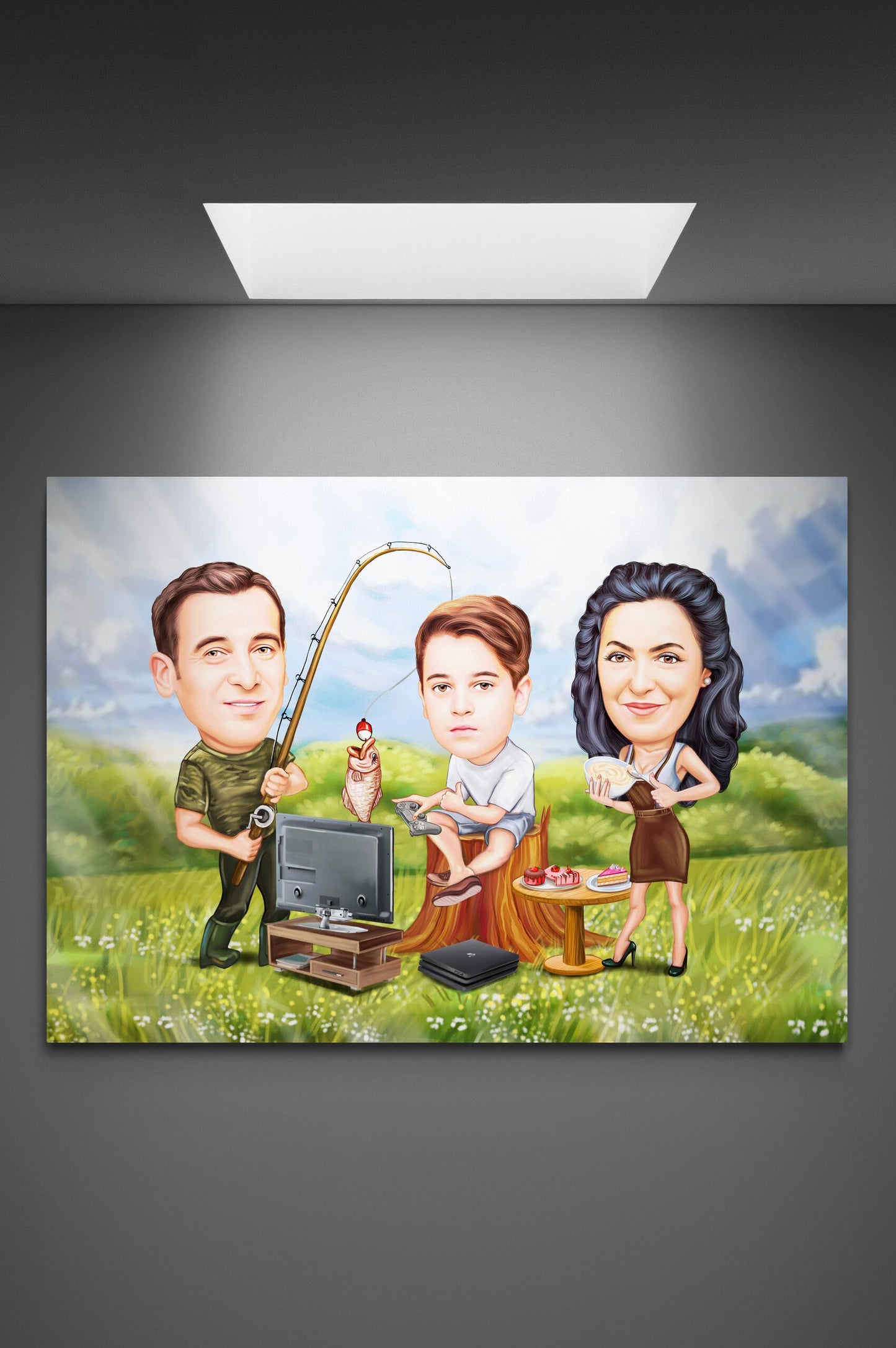 Caricatura funny la gratar si pescuit cu playstation