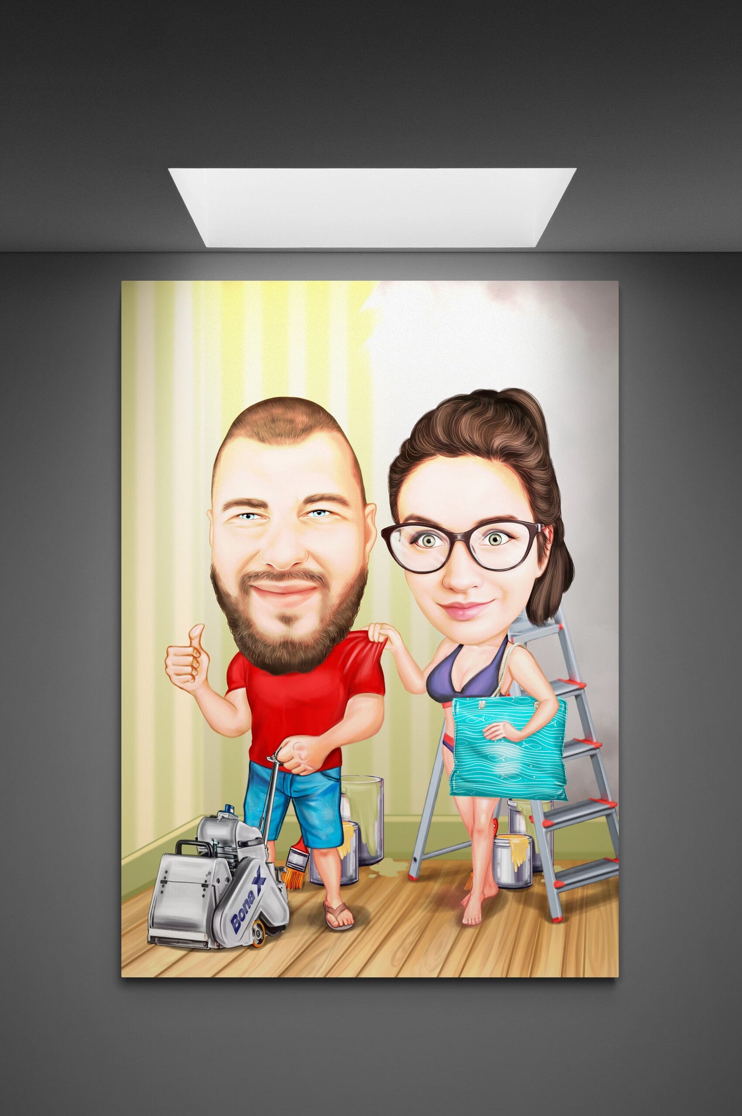 Caricatura funny la munca sau la plaja