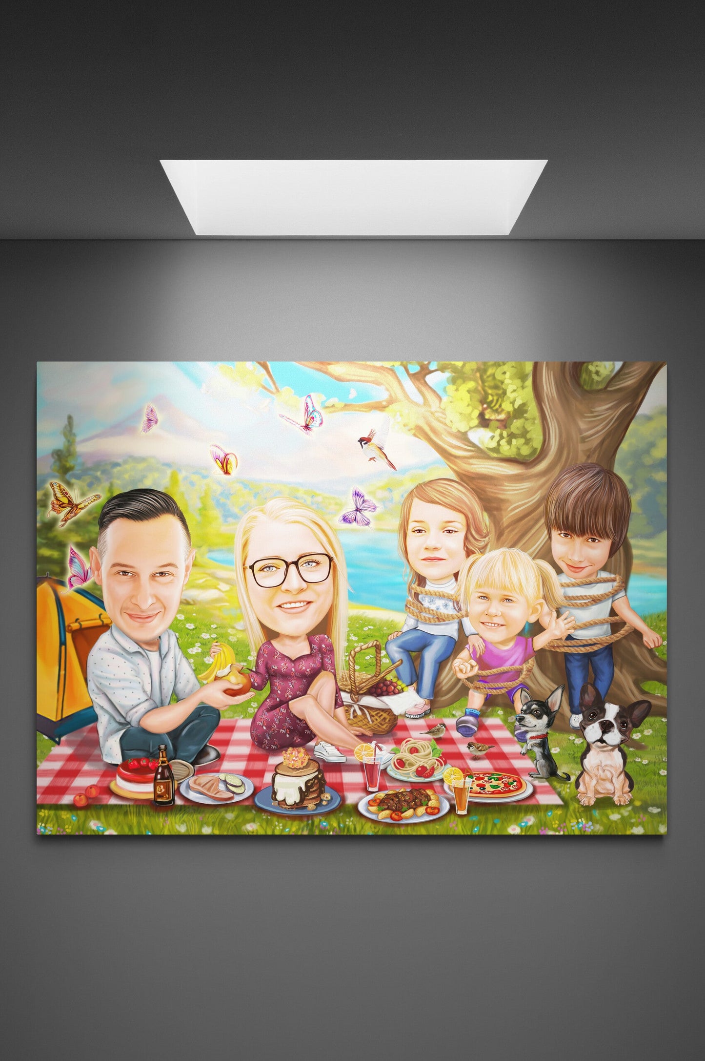 Caricatura de familie funny la picnic linistiti