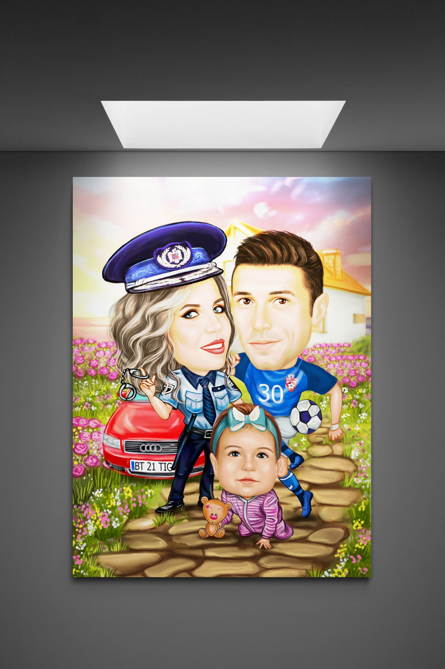 Caricatura de familie mama politist