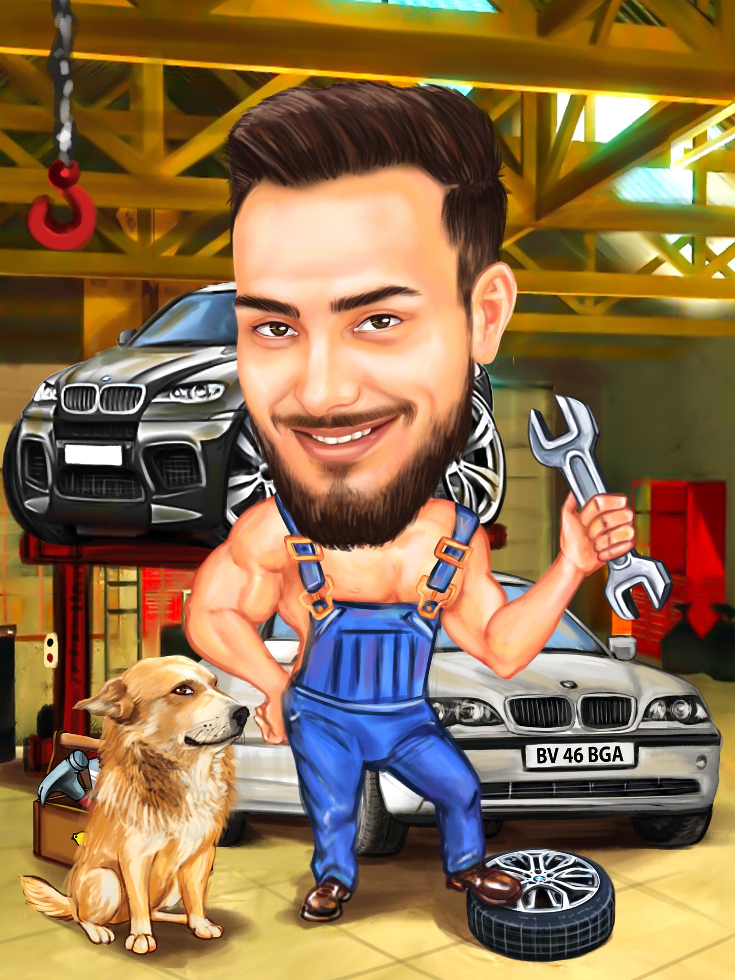 Caricatura mecanic de BMW