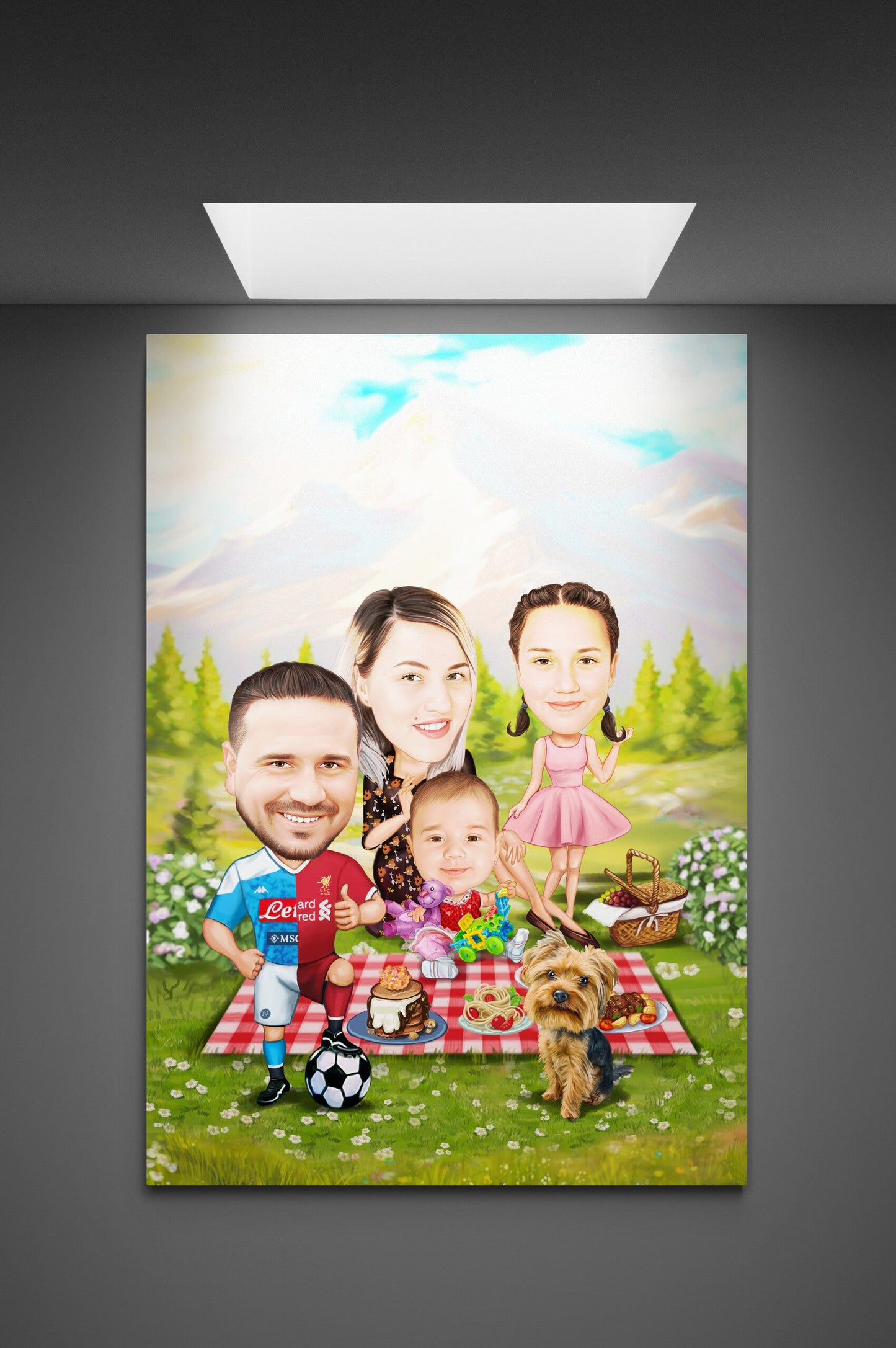 Caricatura picnic in familie