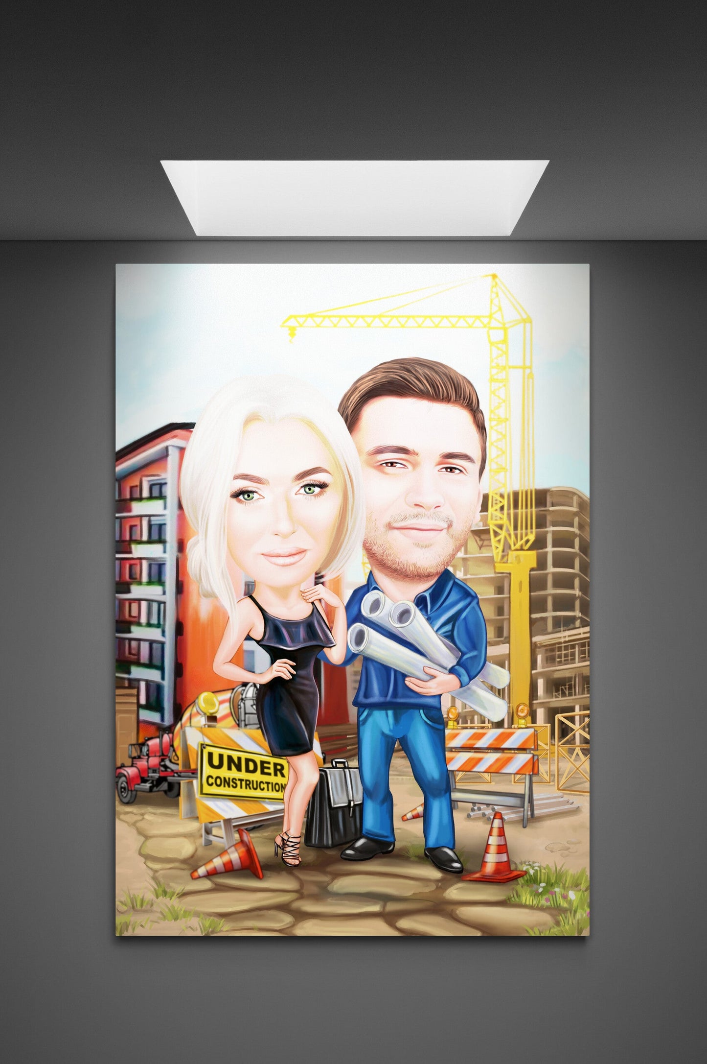 Caricatura proiectant si sustinere