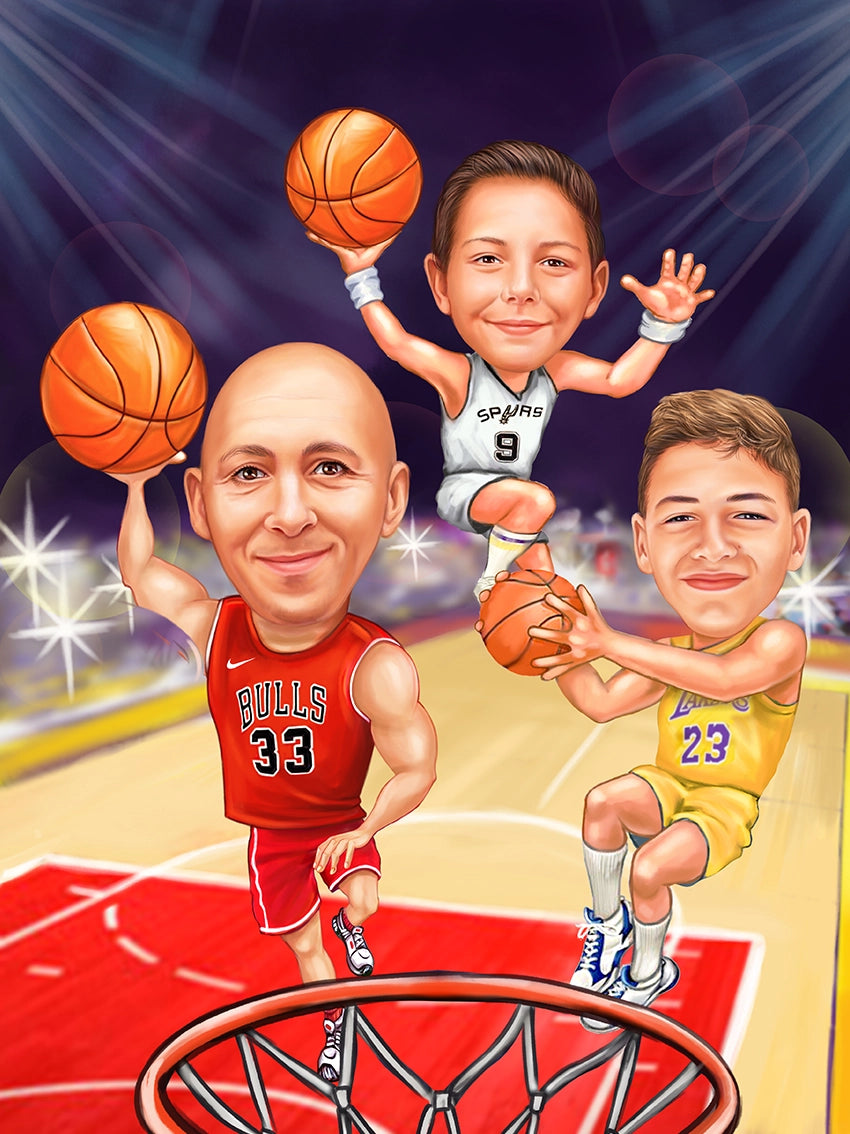 Caricatura Familie Basketball