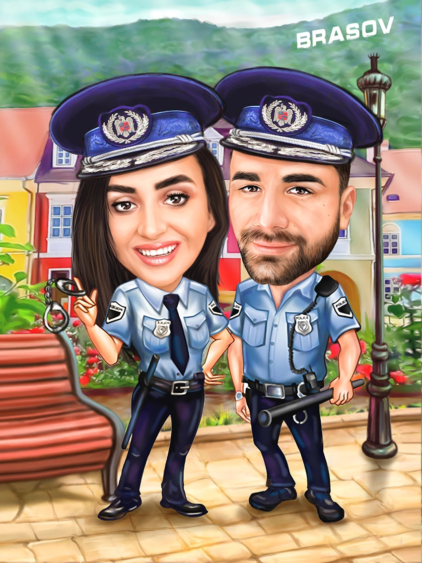 Caricatura Cuplu politisti