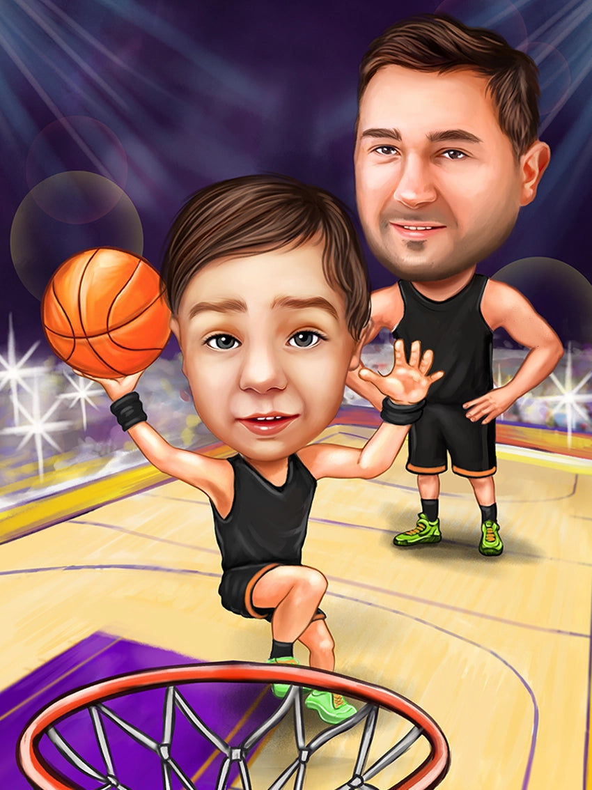 Caricatura Basketball tata si fiul