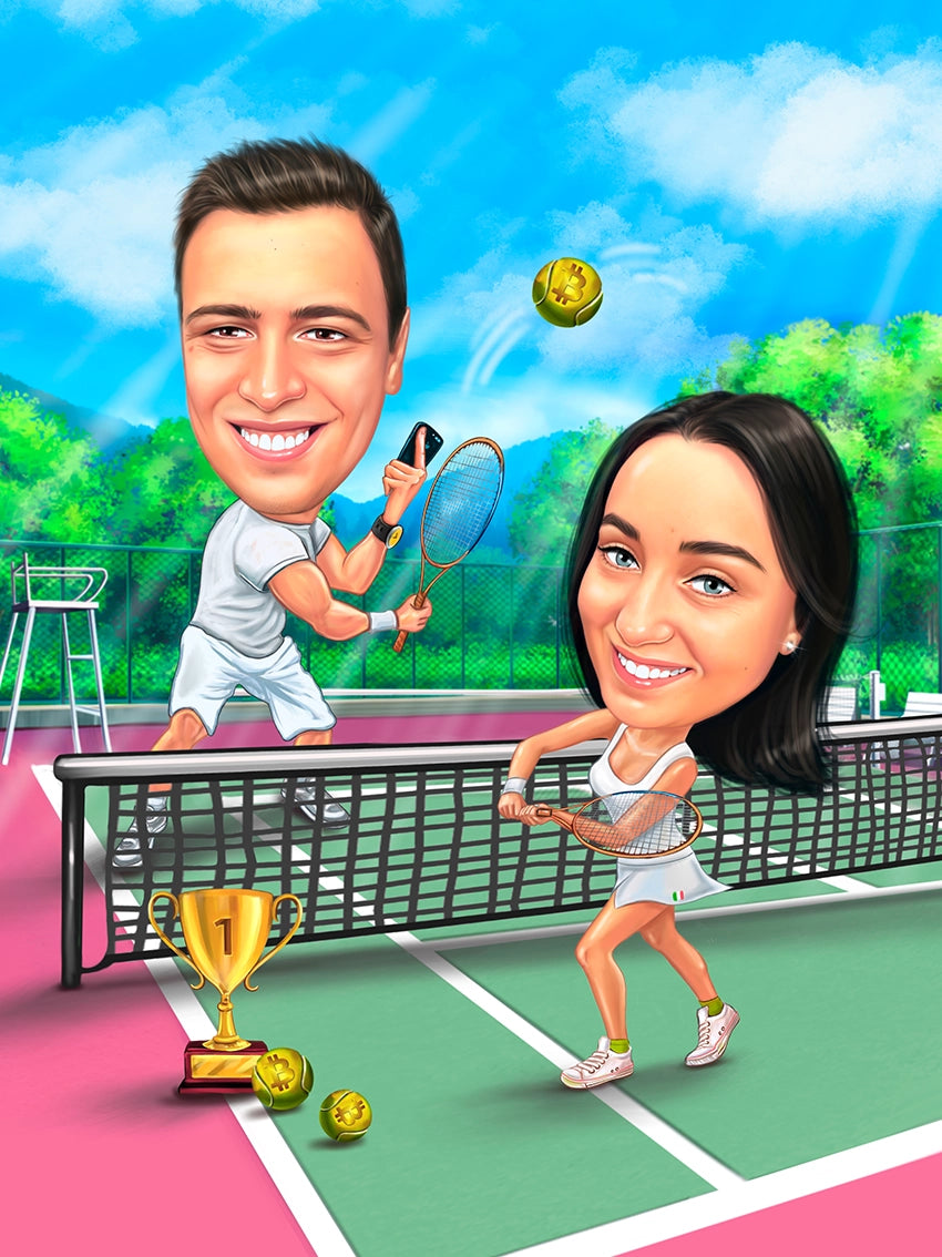 Caricatura Tenis in doi