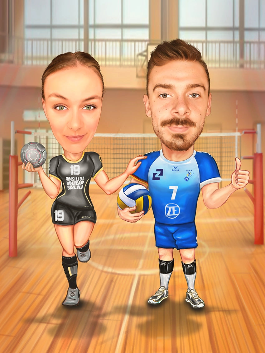 Caricatura Volleyball + Handball