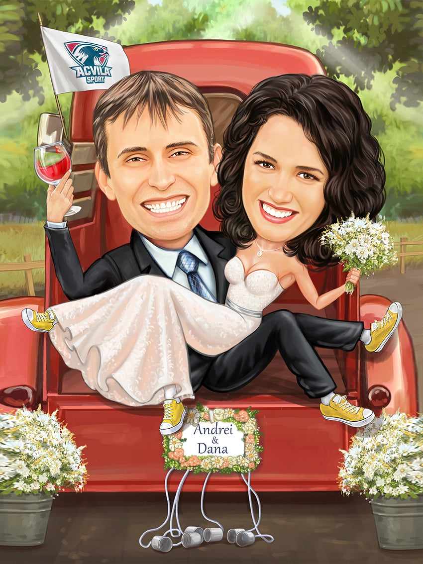 Caricatura just married