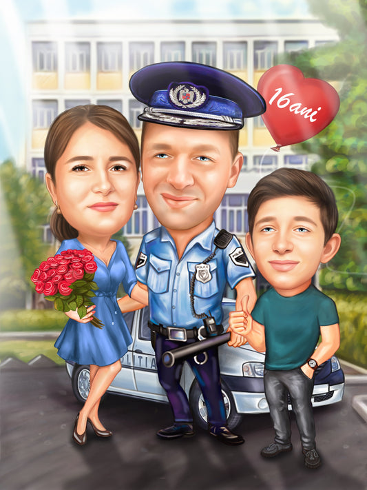 Caricatura de famlie politist 16 ani de relatie