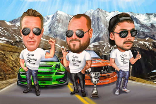 Caricatura racing team