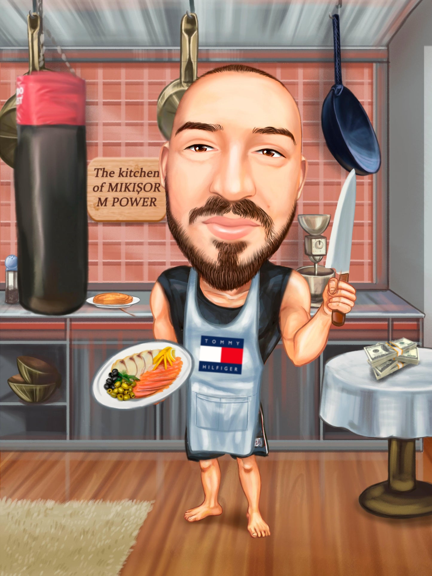 Caricatura bucatar in Tommy Hilfiger