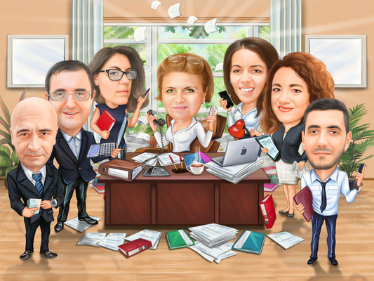 Caricatura cea mai unita echipa la munca