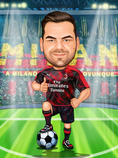 Caricatura fotbalist AC Milan