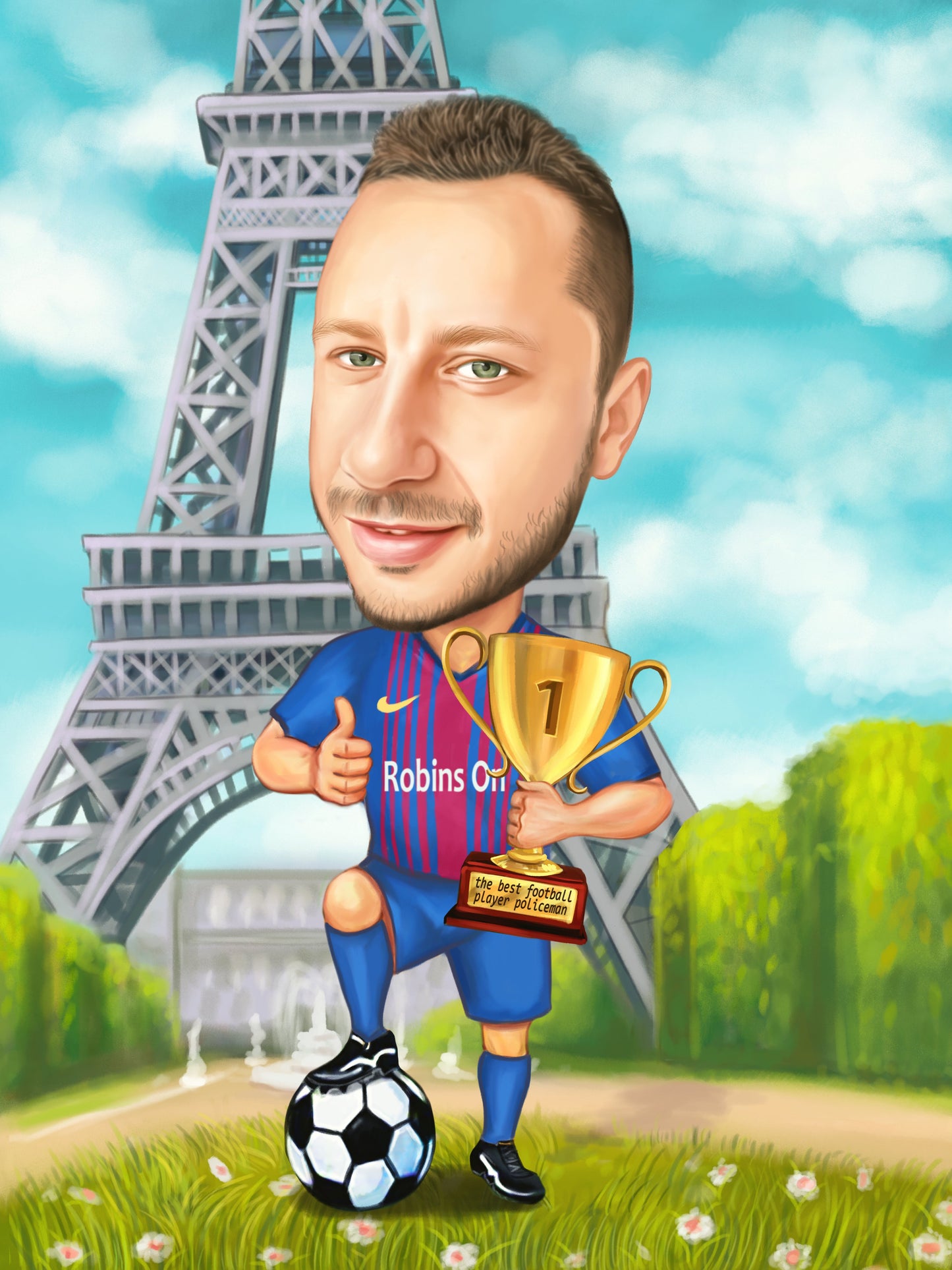 Caricatura fotbalist in Paris