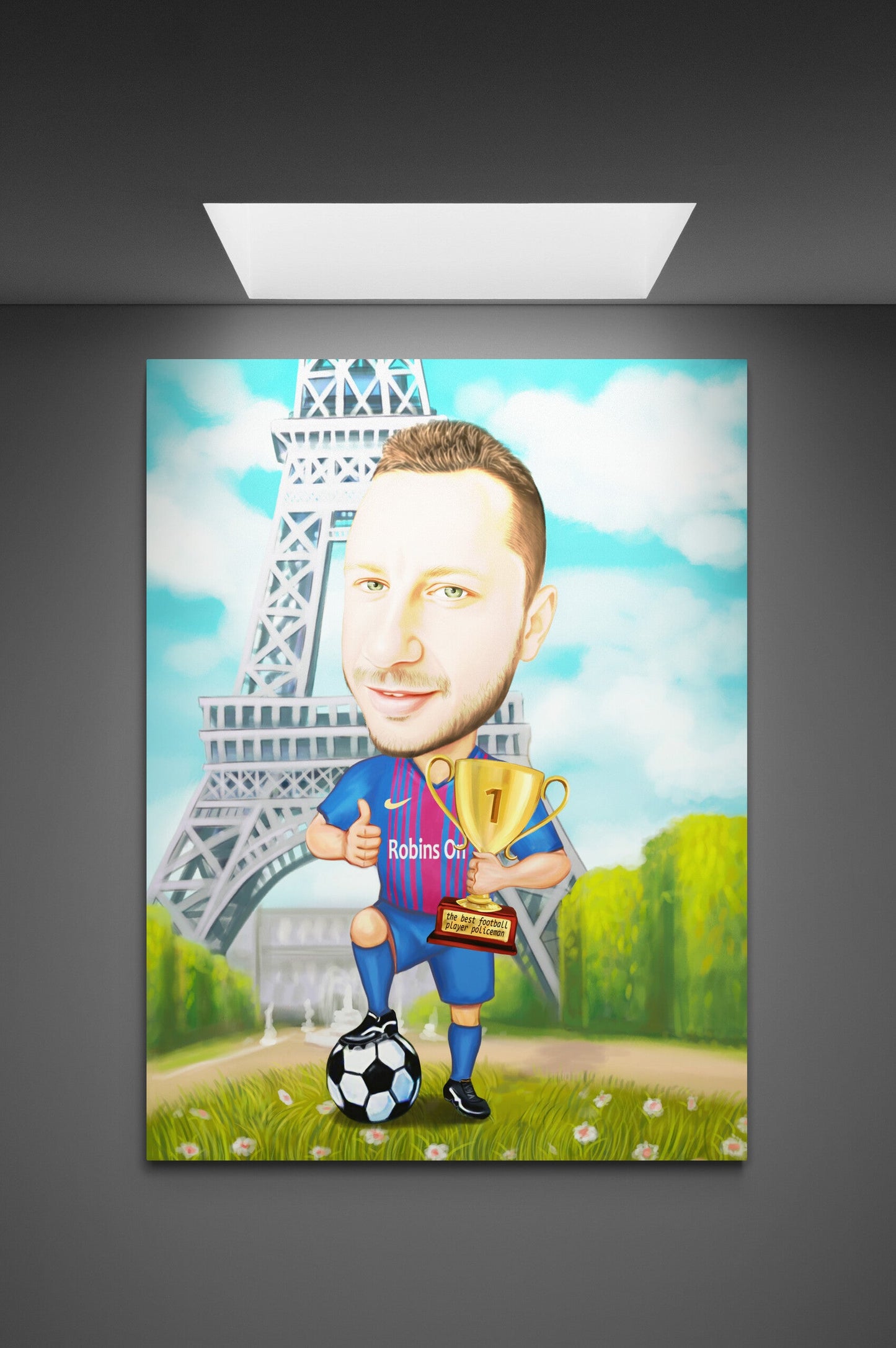 Caricatura fotbalist in Paris