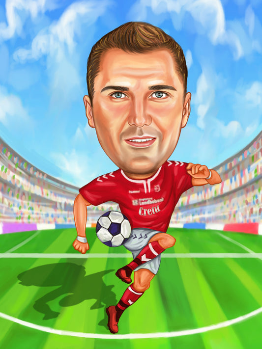 Caricatura fotbalist in echipament